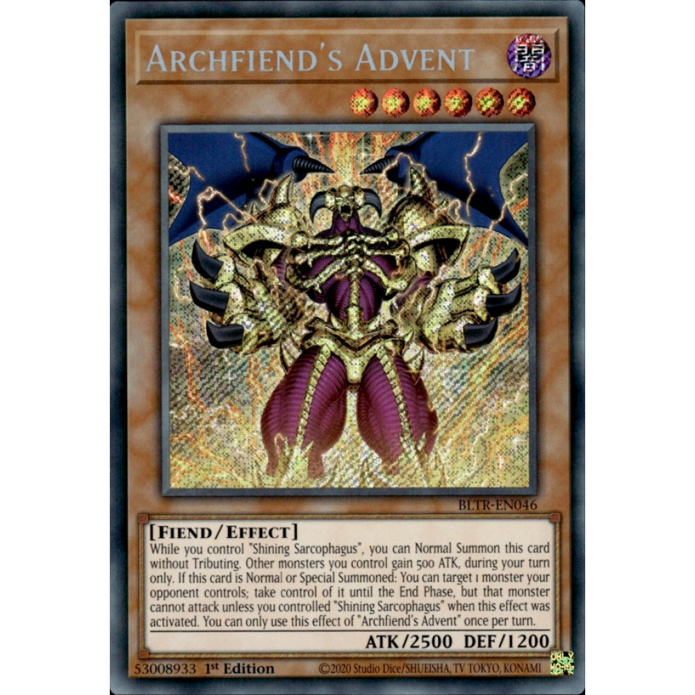 Archfiend's Advent BLTR-EN046 Secret Secret Rare Yu-Gi-Oh Battles of Legend: Terminal Revenge in Art