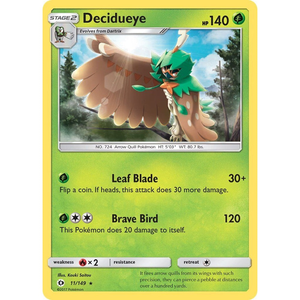 Decidueye Rare 11/149 Pokemon Card Game Sun & Moon