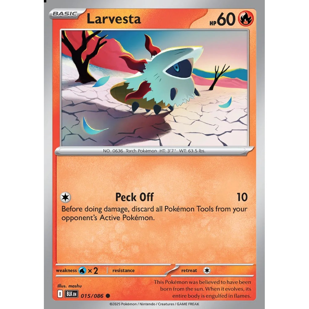 Larvesta Common 015/086 Pokemon Card Game Black Bolt