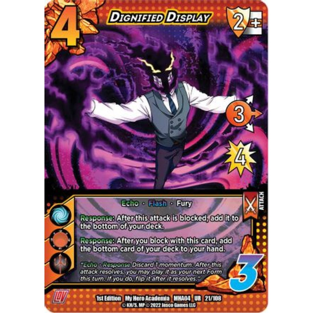 Dignified Display, 021/108, UR, UniVersus, MHA04 League of Villains