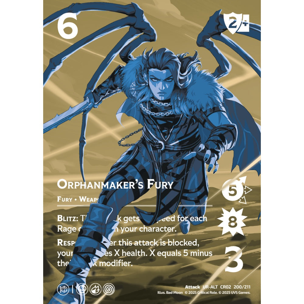 Orphanmaker’s Fury, 200/211, CR02, Universus, Critical Role: Heroes Of Exandria, Attack, UR-ALT