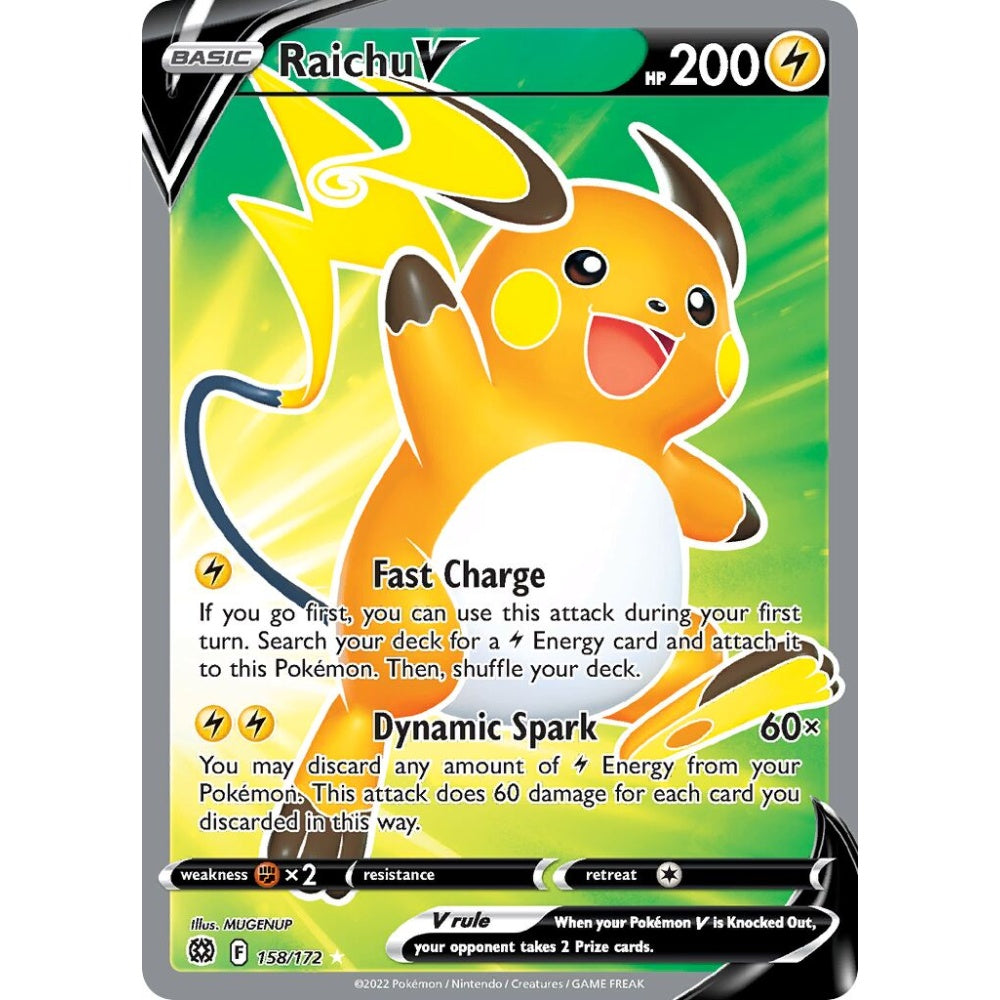 Raichu V Rare Ultra 158/172 Pokemon Card Game Brilliant Stars