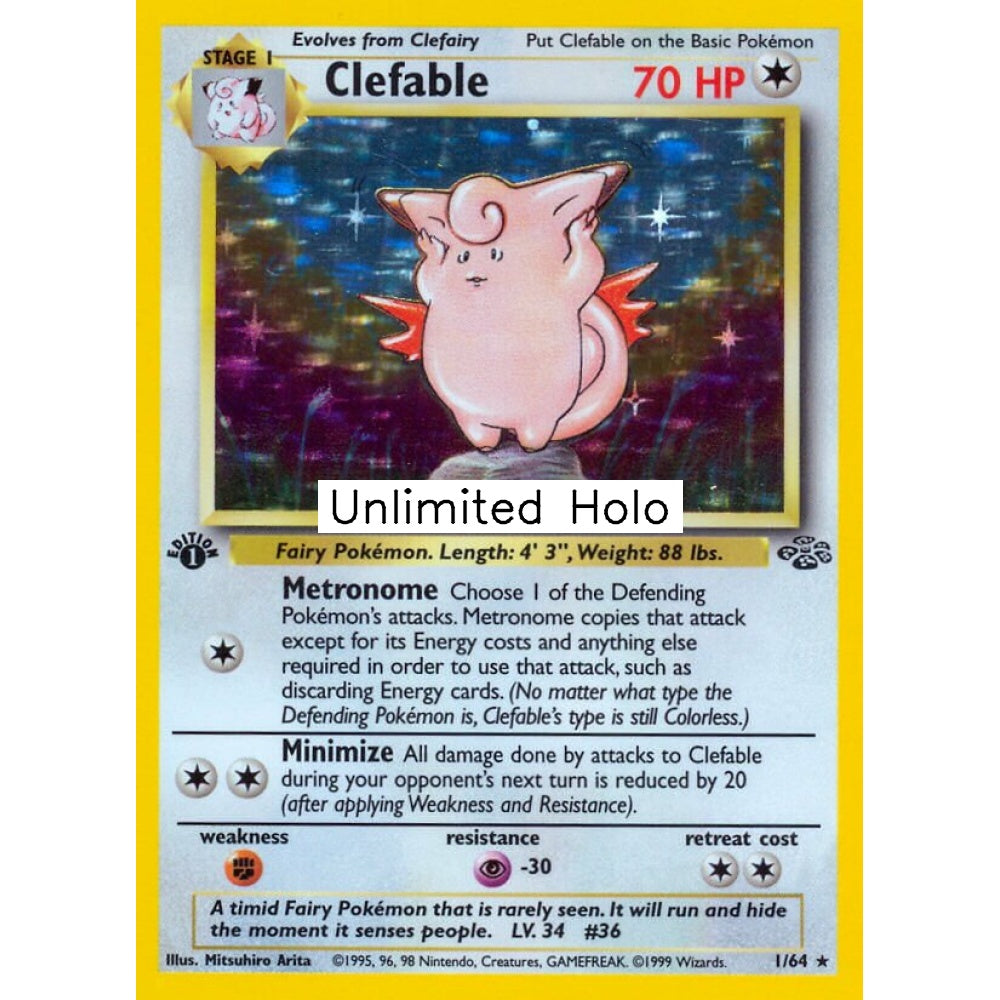 Clefable Holo Rare 1/64 Pokemon Card Game Jungle