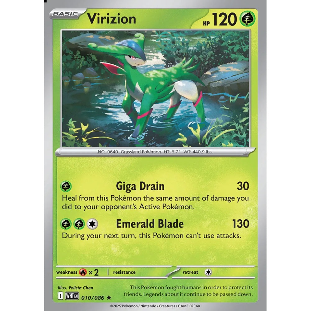 Virizion Rare 010/086 Pokemon Card Game White Flare