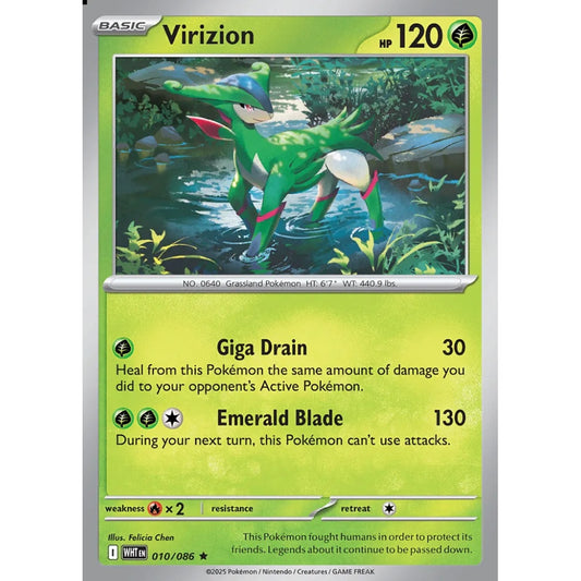 Virizion Rare 010/086 Pokemon Card Game White Flare