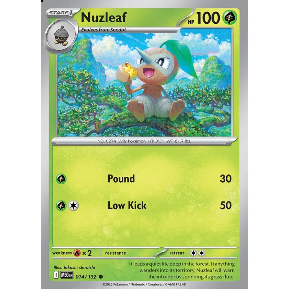 Nuzleaf Common 014/132 Pokemon Card Game Mega Evolution