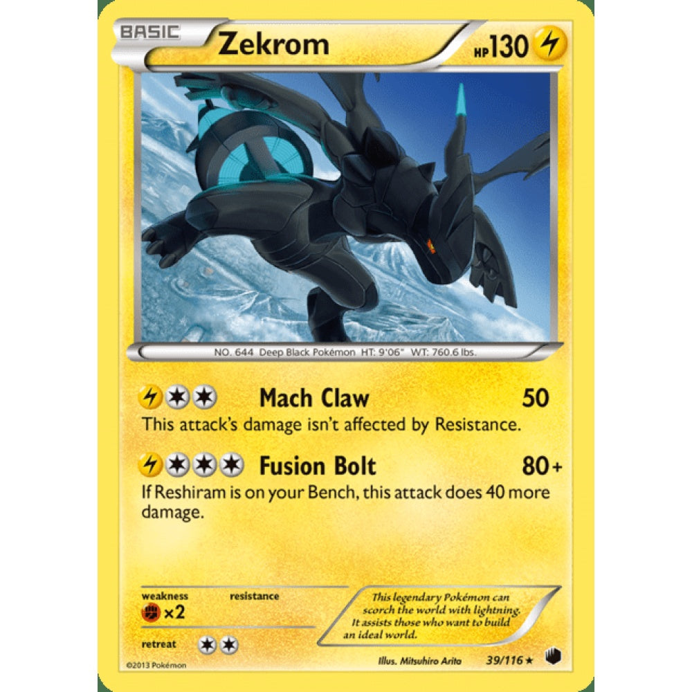Zekrom Holo Rare 39/116 Pokemon Card Game Plasma Freeze