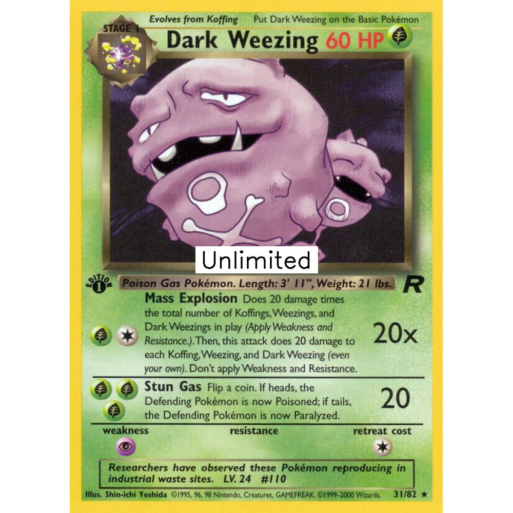 Dark Weezing Rare 31/82 Pokemon Card Game Team Rocket