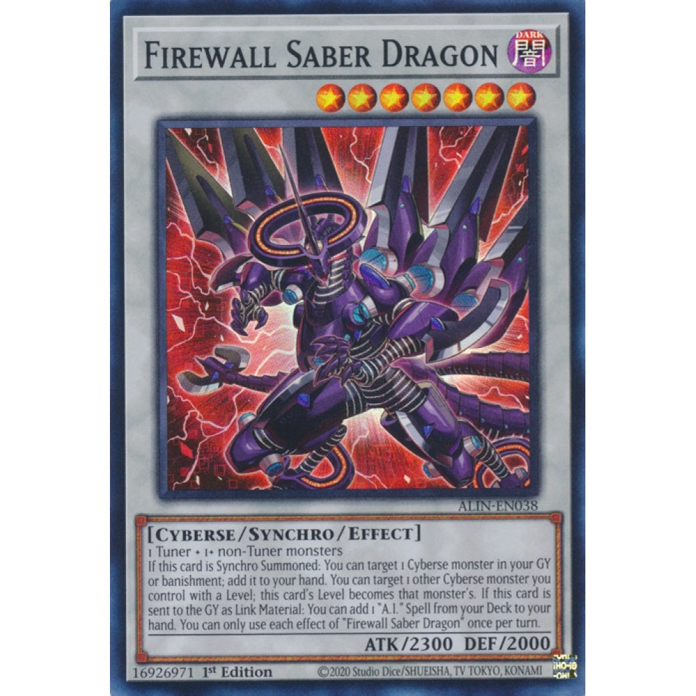 Firewall Saber Dragon ALIN-EN038 Super Super Rare Yu-Gi-Oh Alliance Insight in Art