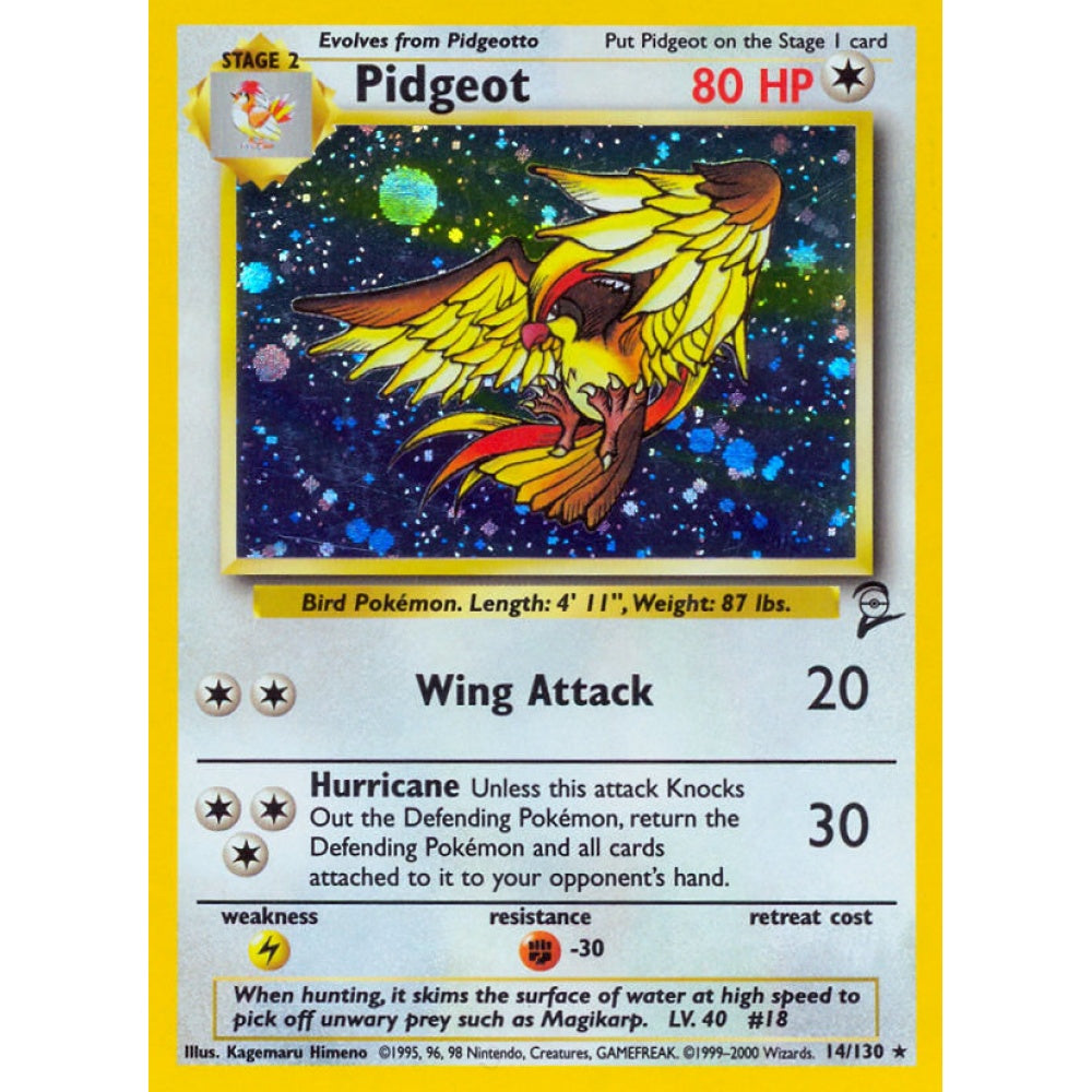 Pidgeot Holo Rare 14/130 Pokemon Card Game Base Set 2