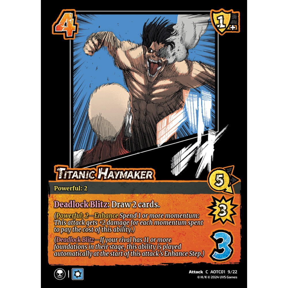 Titanic Haymaker, 9/22, C, UniVersus, Attack on Titan: Battle for Humanity