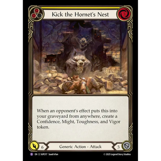 Kick the Hornet's Nest SUP217-RF Super-Rare Flesh & Blood Trading Card Game Super Slam in Rainbow Foil Art