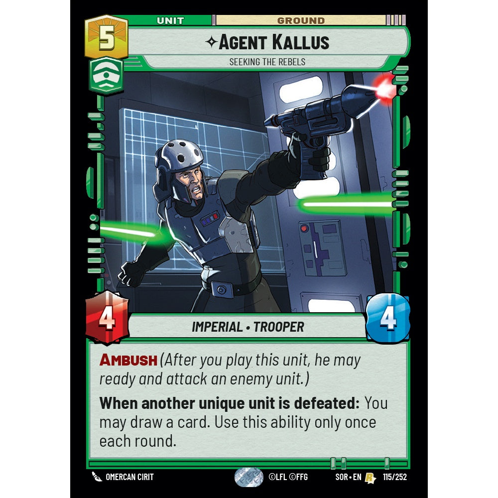 Agent Kallus, 115, R, Star Wars Unlimited, Sparks Of Rebellion
