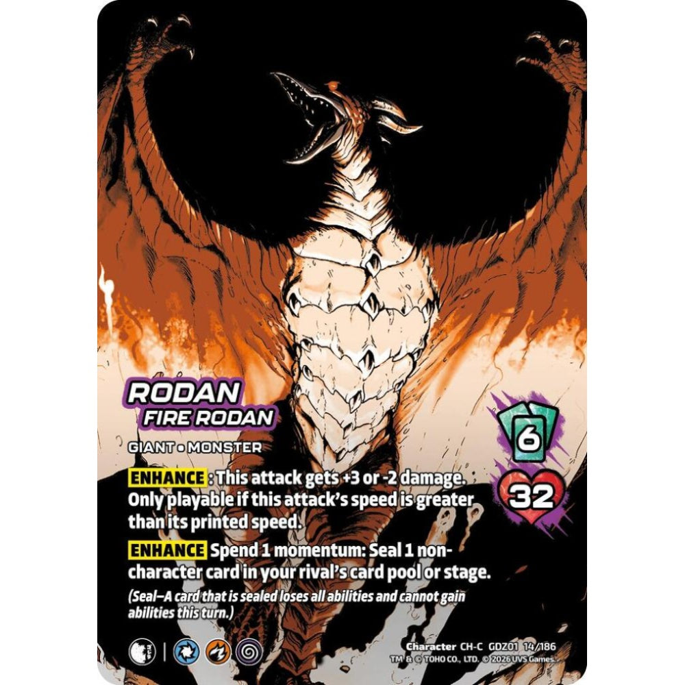 Rodan, Fire Rodan GDZ01 14/186 GDZ01 Universus Godzilla: Reign of Kaiju Character CH