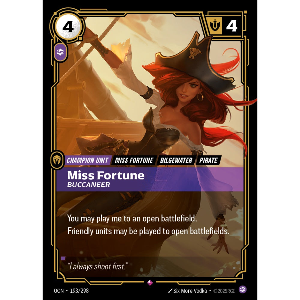 Miss Fortune, Buccaneer OGN-193/298 Riftbound Card Game Origins Rare