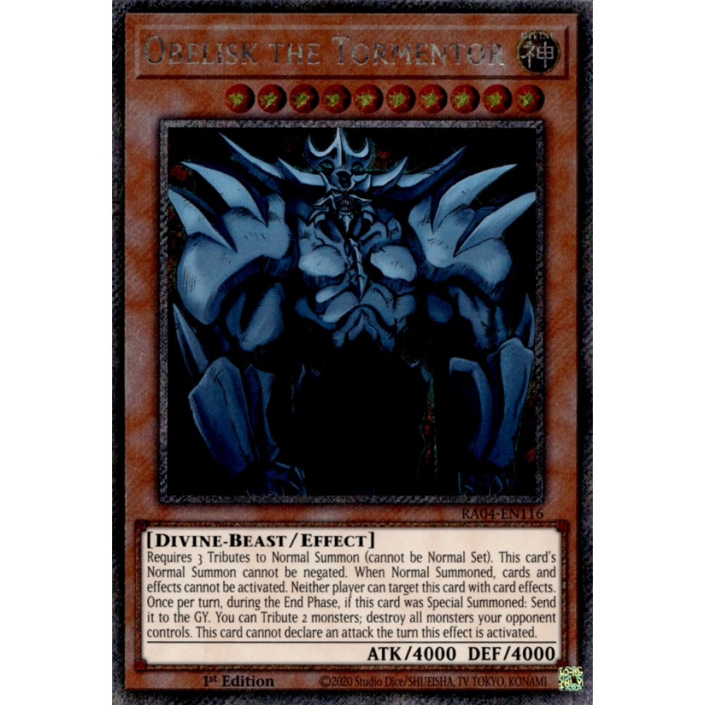 Obelisk the Tormentor RA04-EN116 QCR Quarter Century Secret Rare Yu-Gi-Oh Quarter Century Stampede in Art