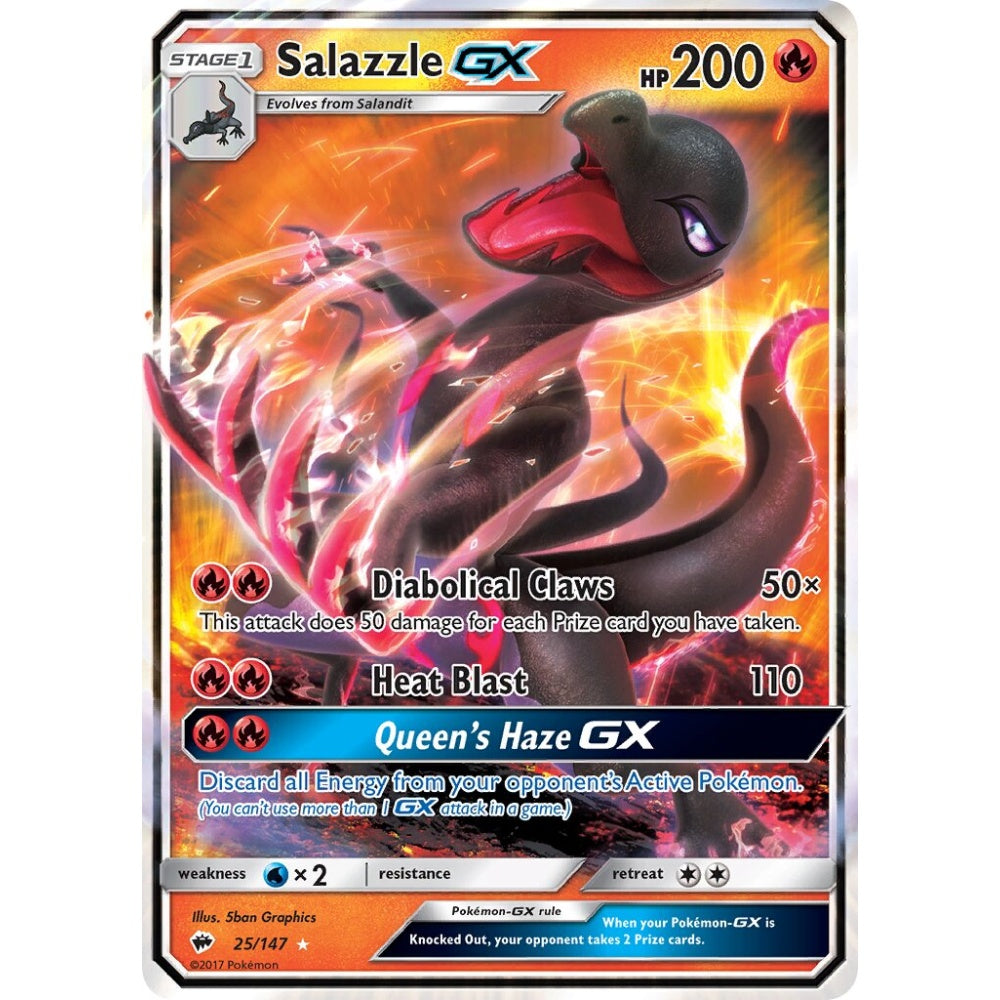 Salazzle-GX Rare Holo GX 25/147 Pokemon Card Game Burning Shadows