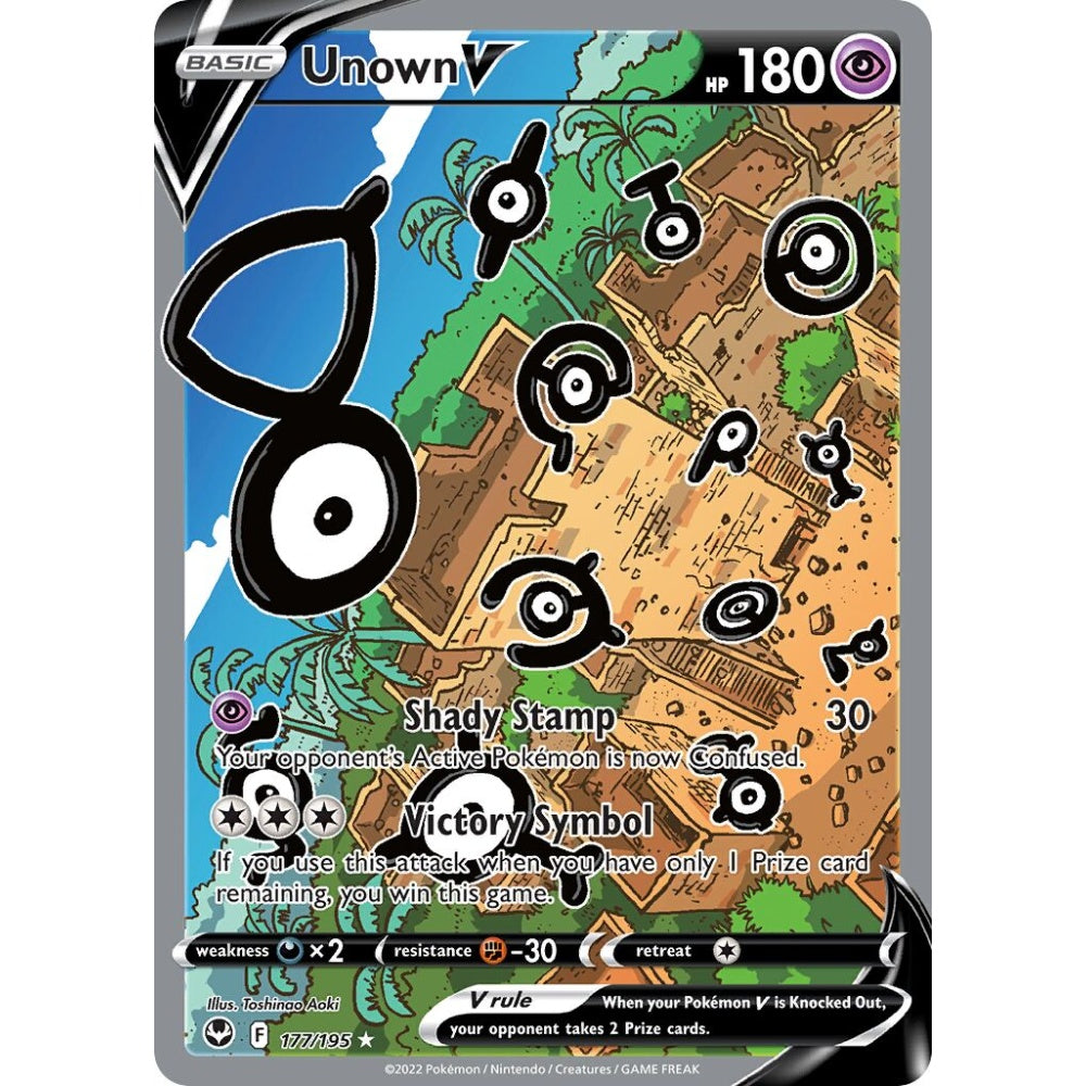 Unown V Rare Ultra 177/195 Pokemon Card Game Silver Tempest