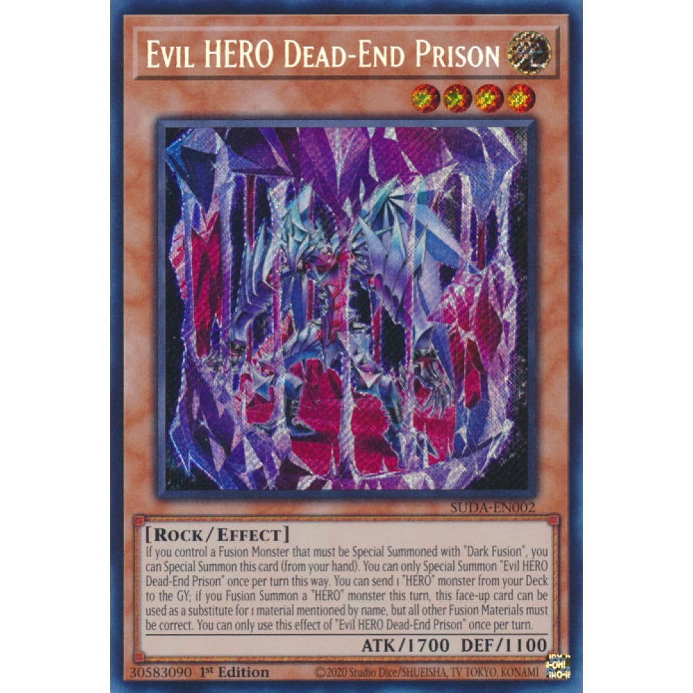 Evil HERO Dead-End Prison SUDA-EN002 Secret Secret Rare Yu-Gi-Oh Supreme Darkness in Art