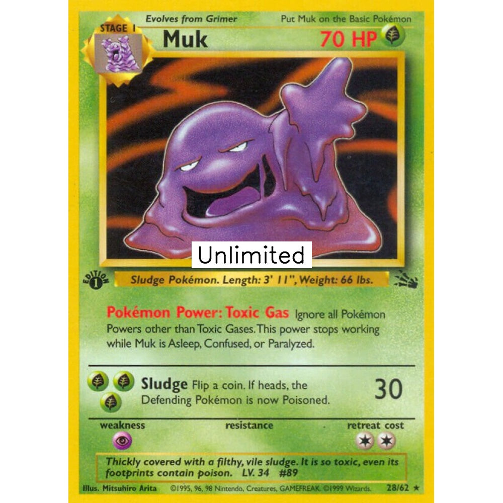 Muk Rare 28/62 Pokemon Card Game Fossil