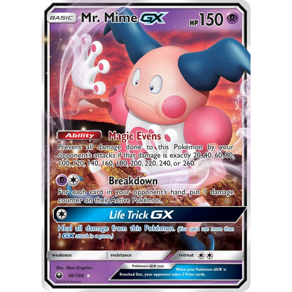 Mr. Mime-GX Rare Holo GX 56/168 Pokemon Card Game Celestial Storm