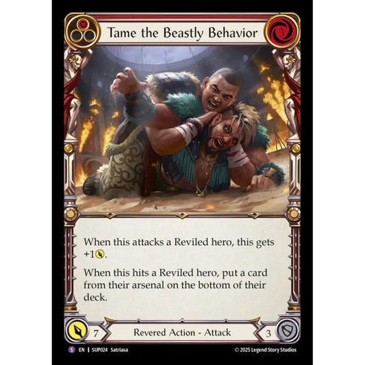 Tame the Beastly Behavior SUP024-RF Super-Rare Flesh & Blood Trading Card Game Super Slam in Rainbow Foil Art