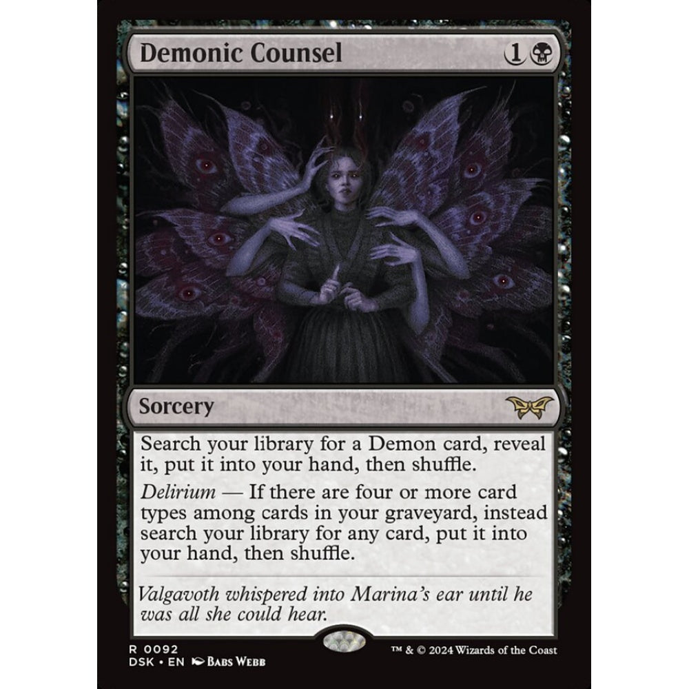 Demonic Counsel, 92, rare, Magic: The Gathering, Duskmourn: House of Horror