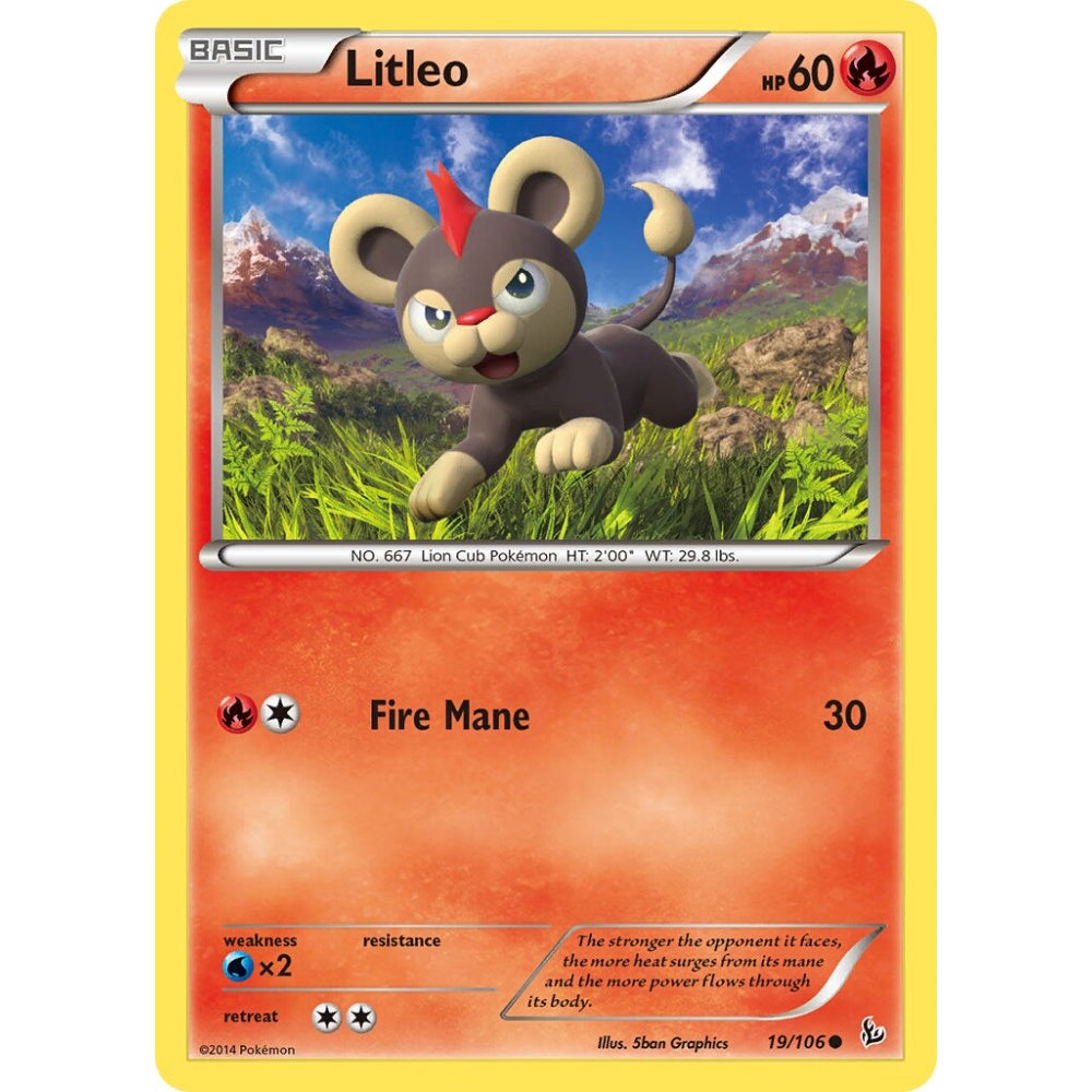 Litleo Common 19/106 Pokemon Card Game Flashfire