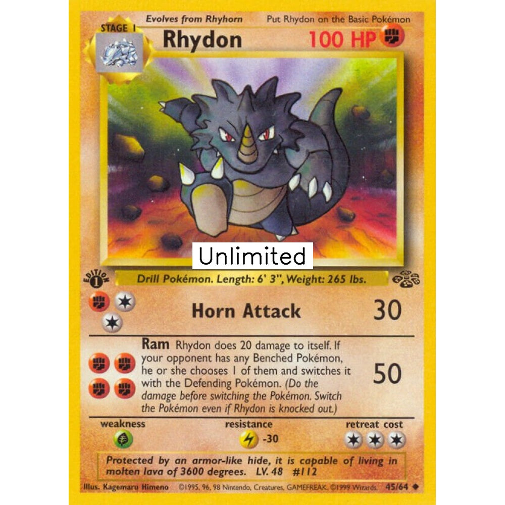 Rhydon Uncommon 45/64 Pokemon Card Game Jungle