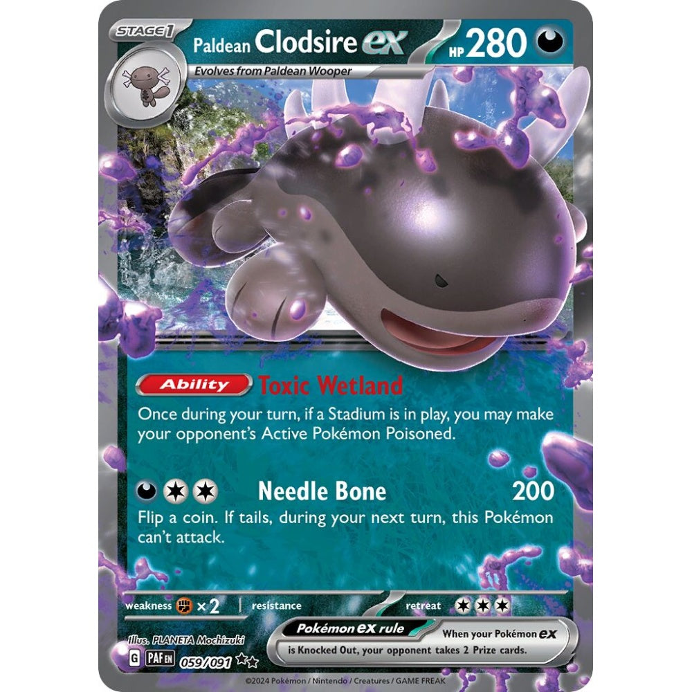 Paldean Clodsire ex Double Rare 059/091 Pokemon Card Game Paldean Fates