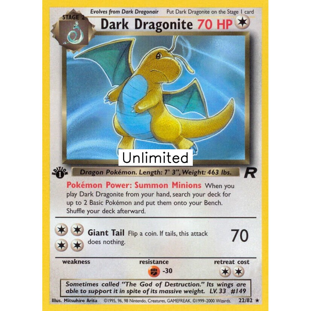 Dark Dragonite Rare 22/82 Pokemon Card Game Team Rocket