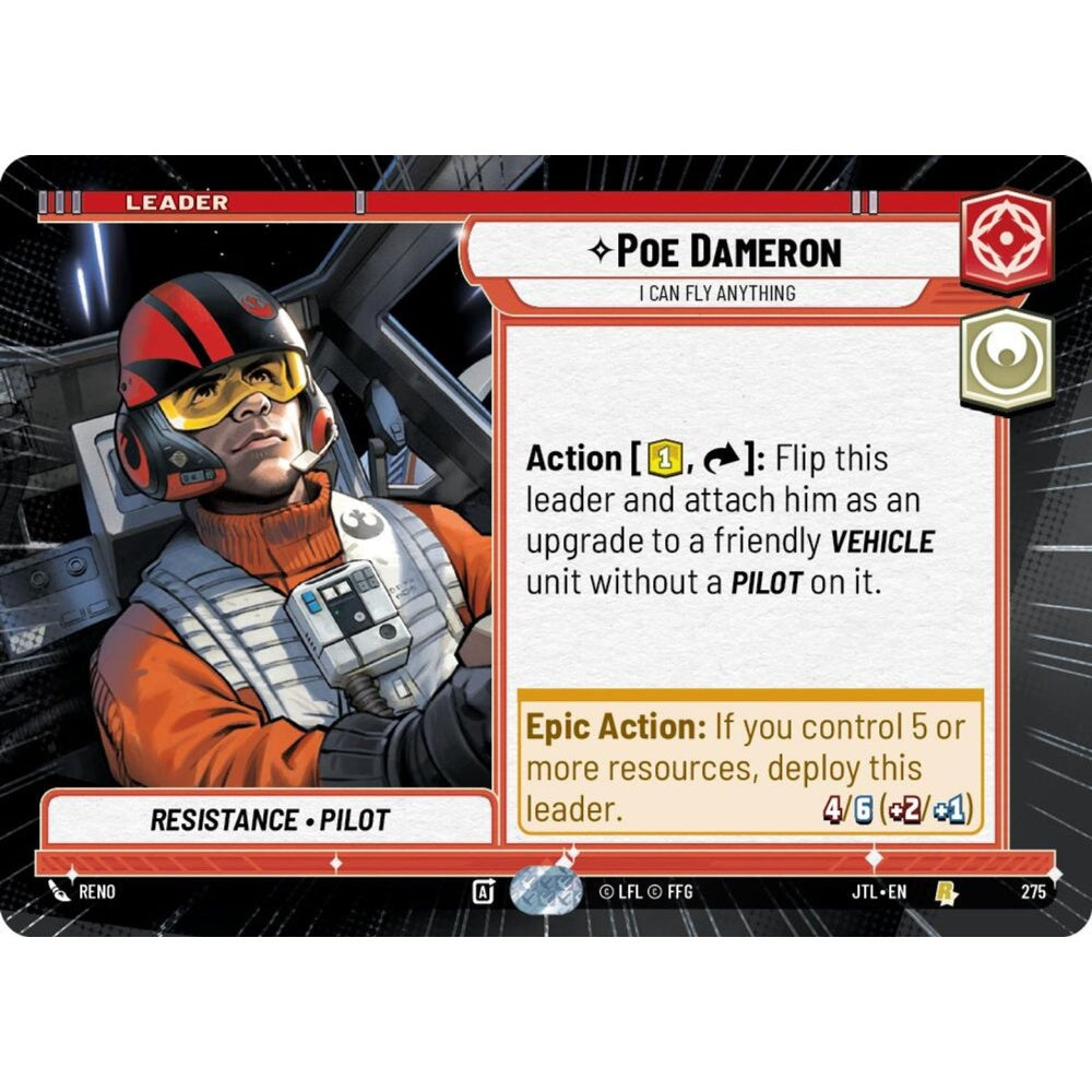 Poe Dameron, R, JTL 275) Hyperspace, Star Wars Unlimited