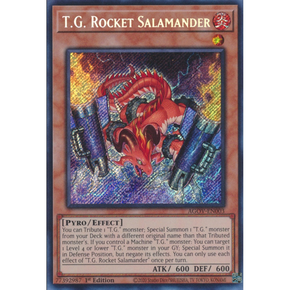 T.G. Rocket Salamander, AGOV-EN003, Quarter Century Secret Rare, Yu-Gi-Oh!, Age of Overlord