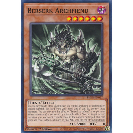 Berserk Archfiend PHNI-EN027 Common Common Yu-Gi-Oh Phantom Nightmare in Art