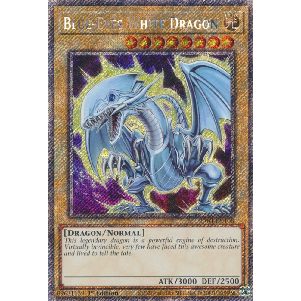 Blue-Eyes White Dragon RA04-EN108 Platinum Platinum Secret Rare Yu-Gi-Oh Quarter Century Stampede in 8th Art Art