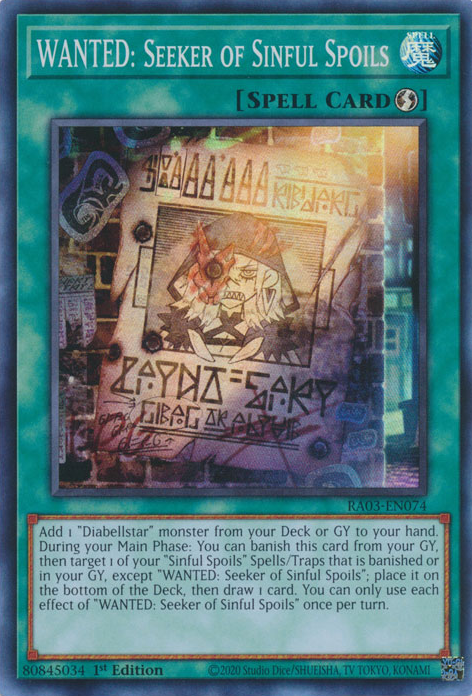 WANTED: Seeker of Sinful Spoils AGOV-EN054 QCR Quarter Century Secret Rare Yu-Gi-Oh Age of Overlord in Art