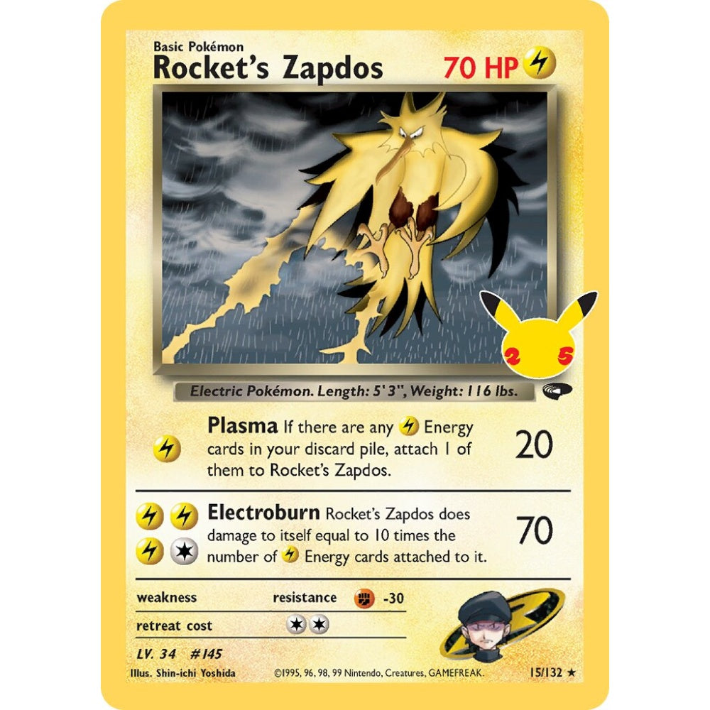 Rocket's Zapdos Fixed 15/132 Pokemon Card Game Celebrations