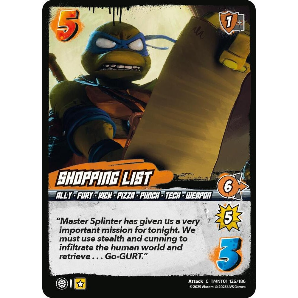 Shopping List 126/186 TMNT01 Universus Teenage Mutant Ninja Turtles Attack C