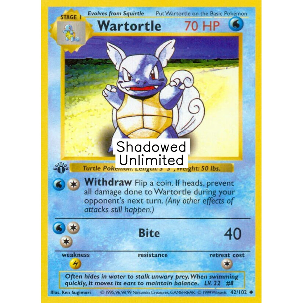 Wartortle Uncommon 42/102 Pokemon Card Game Base Set