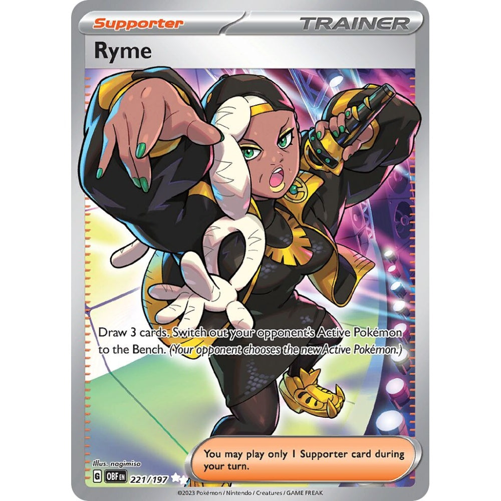 Ryme Ultra Rare 221/197 Pokemon Card Game Obsidian Flames