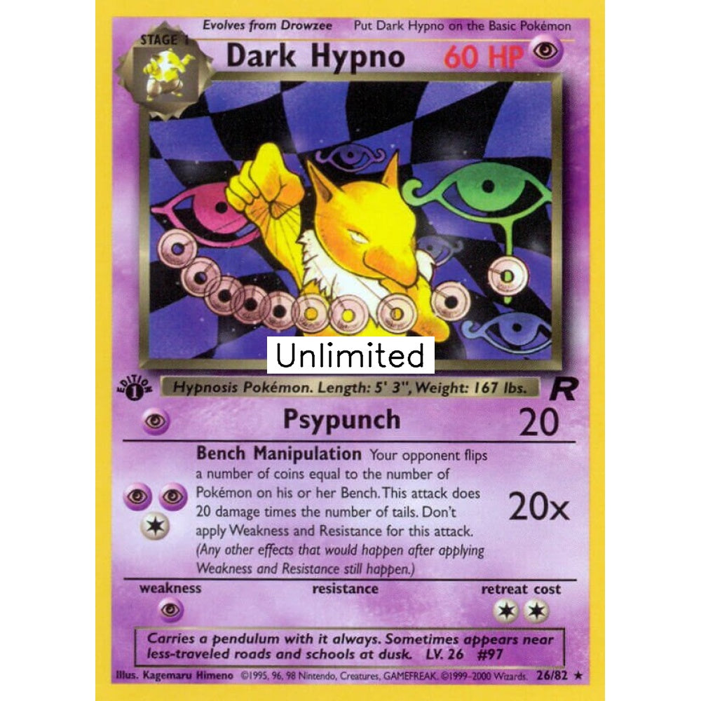 Dark Hypno Rare 26/82 Pokemon Card Game Team Rocket