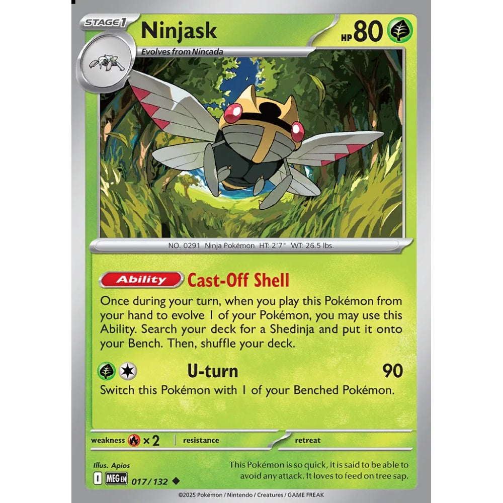 Ninjask Uncommon 017/132 Pokemon Card Game Mega Evolution
