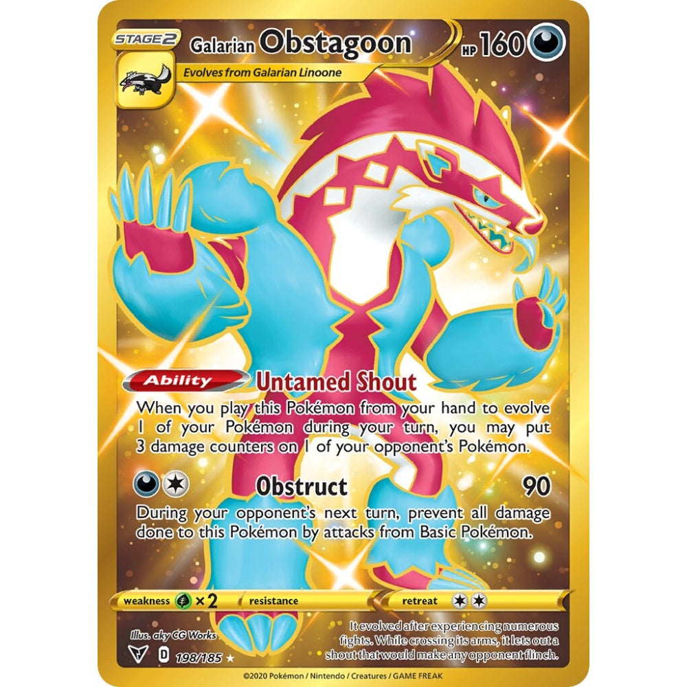 Galarian Obstagoon Rare Secret 198/185 Pokemon Card Game Vivid Voltage