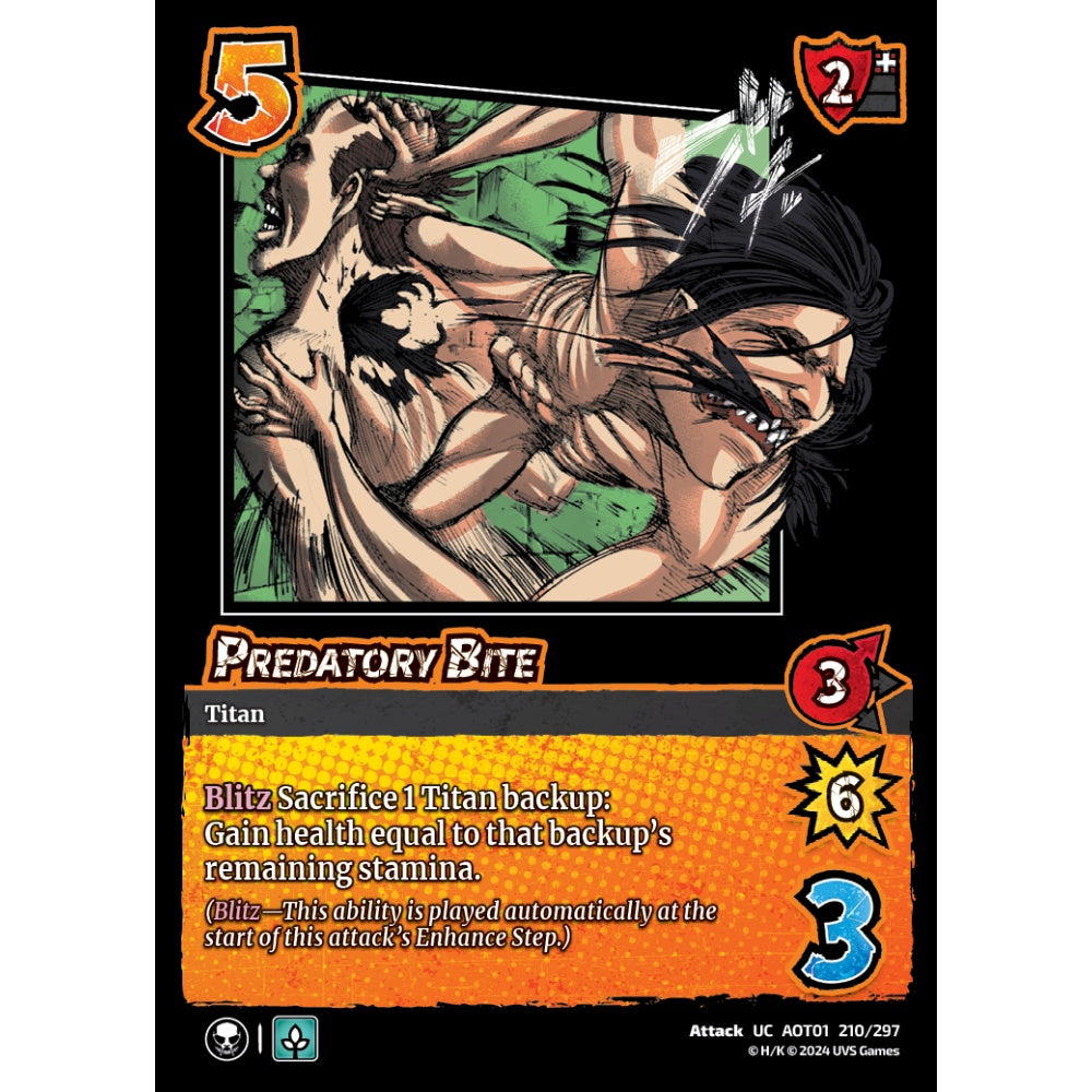 Predatory Bite, 210/297, UC, UniVersus, Attack on Titan: Battle for Humanity