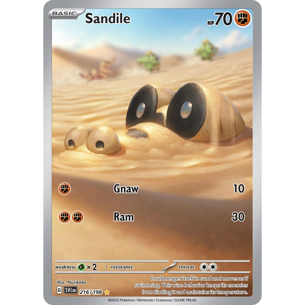 Sandile Illustration Rare 216/198 Pokemon Card Game Scarlet & Violet