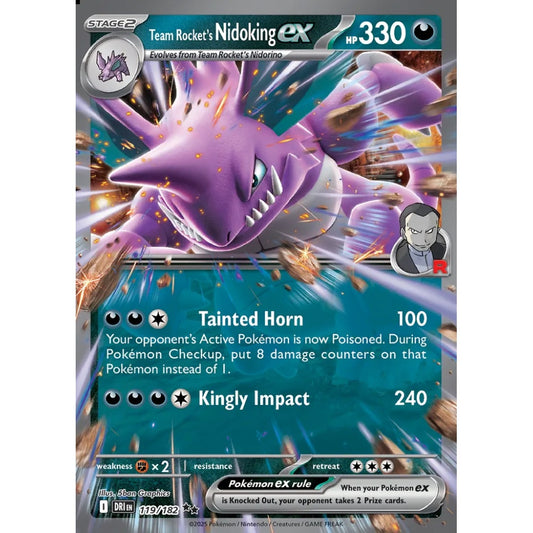 Team Rocket's Nidoking ex Double Rare 119/182 Pokemon Card Game Destined Rivals