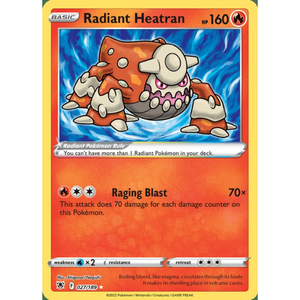 Radiant Heatran Radiant Rare 027/189 Pokemon Card Game Astral Radiance