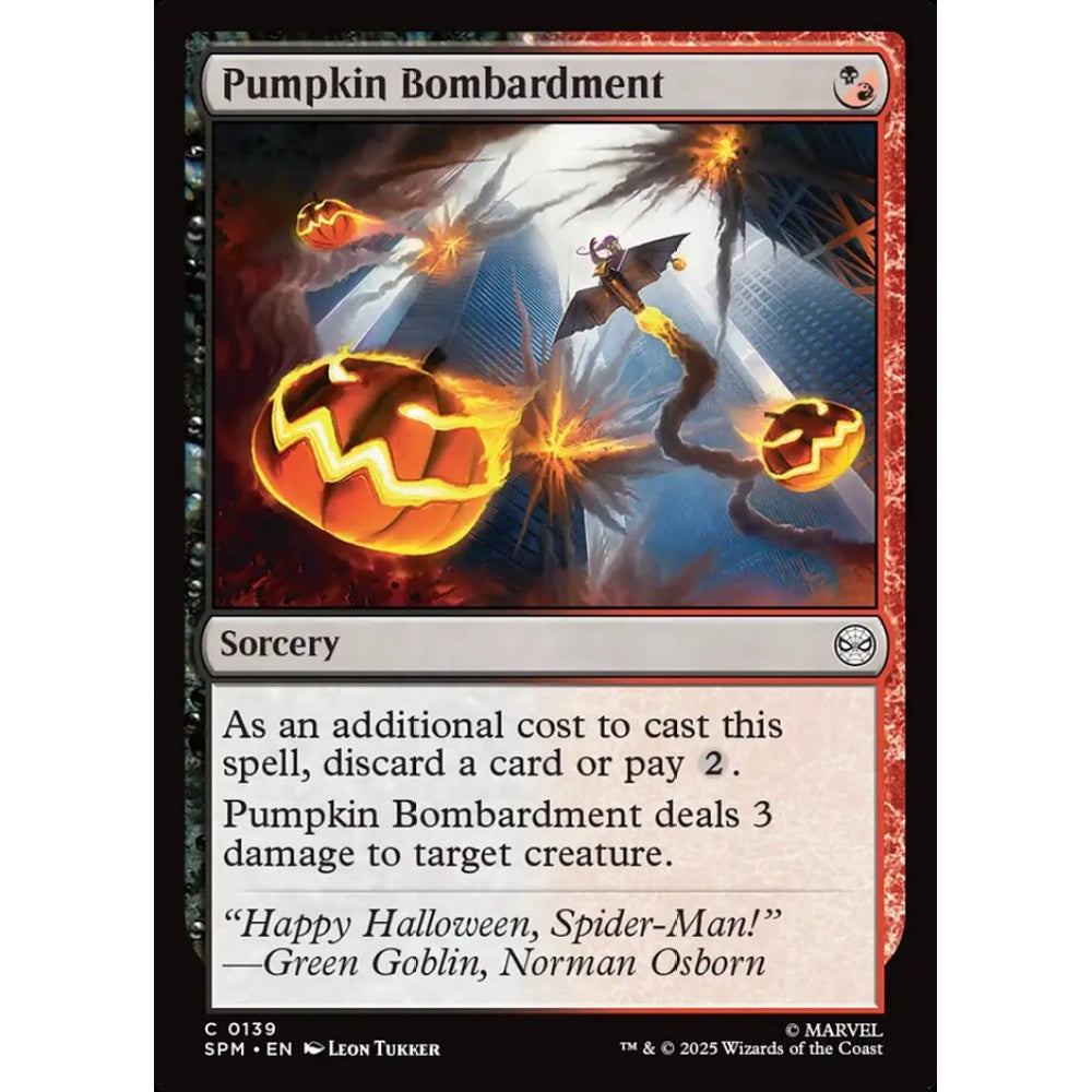 Pumpkin Bombardment common 139 Magic the Gathering Marvel's Spider-Man