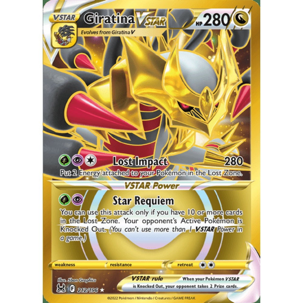 Giratina VSTAR Secret Rare 212/196 Pokemon Card Game Lost Origins