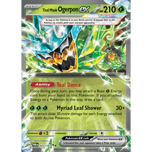 Teal Mask Ogerpon ex Double Rare 025/167 Pokemon Card Game Twilight Masquerade